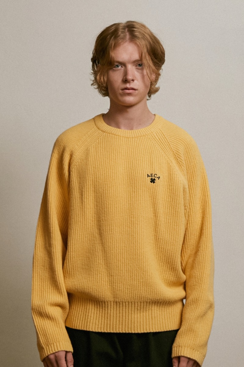 CLOVER OVERSIZE WOOL KNIT-YELLOW