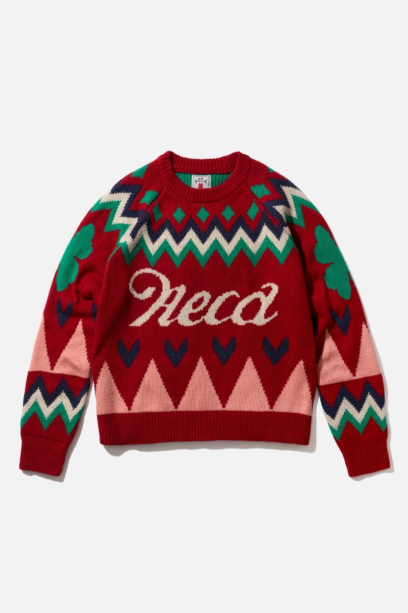 AECA COWICHAN PULL OVER KNIT-RED